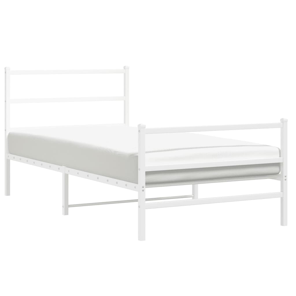 Giroletto con Testiera e Pediera Metallo Bianco 100x190 cm