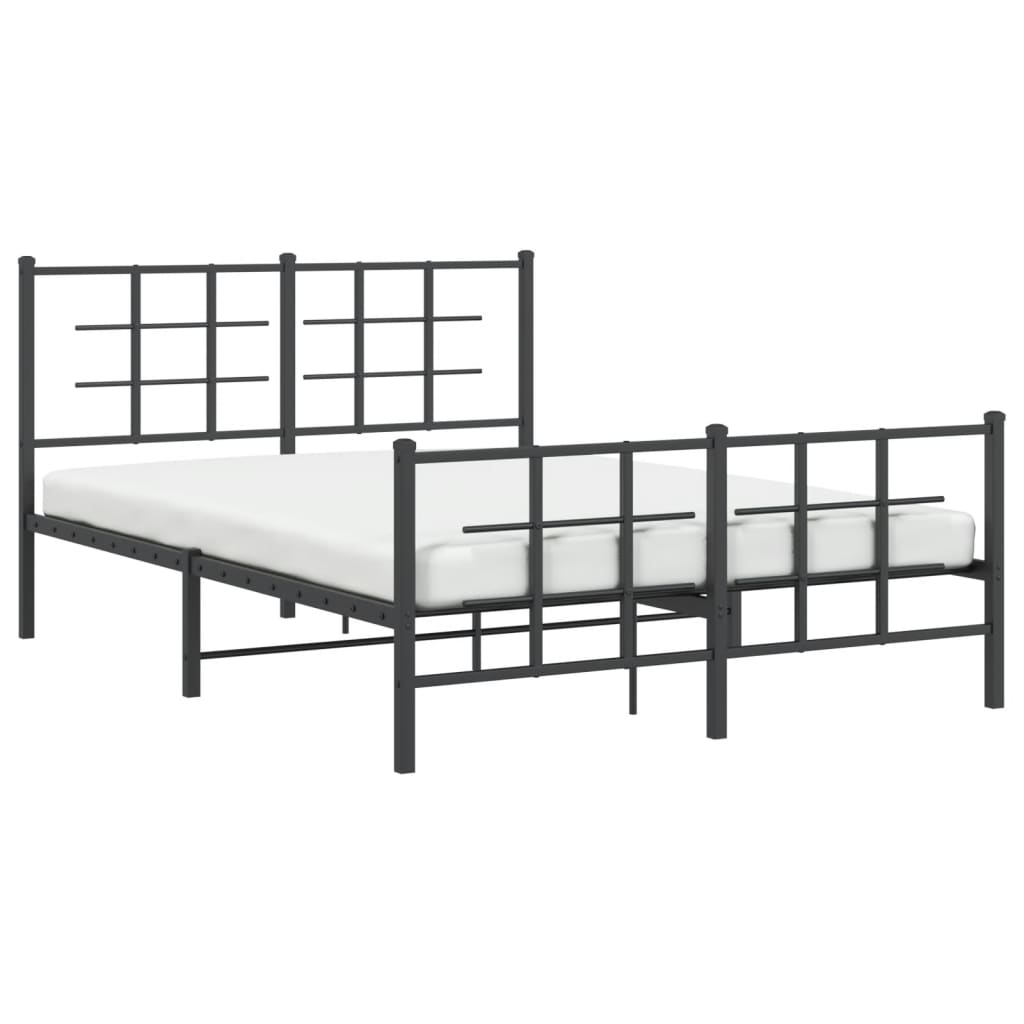 Giroletto con Testiera e Pediera Metallo Nero 135x190 cm