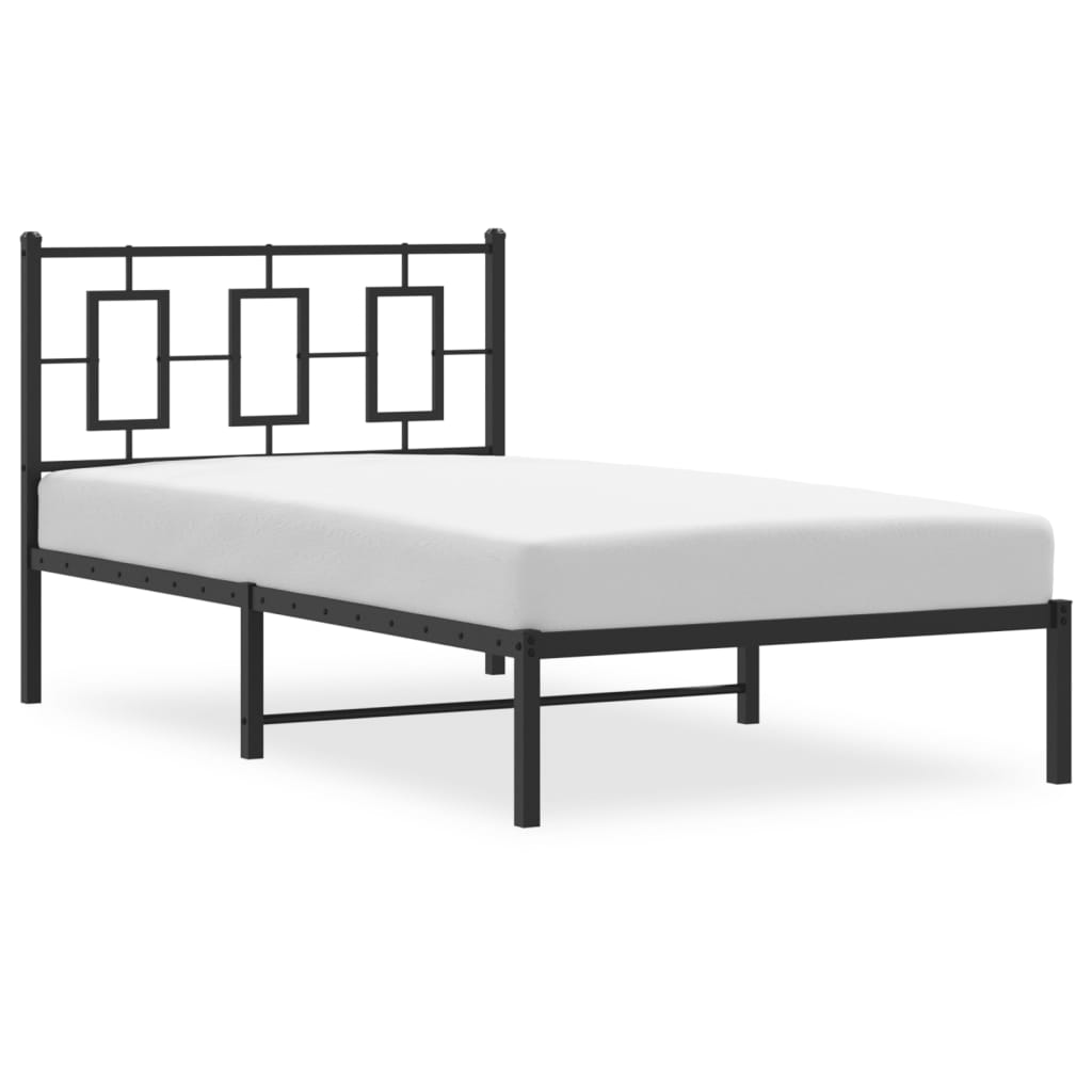 Giroletto con Testiera Metallo Nero 100x200 cm