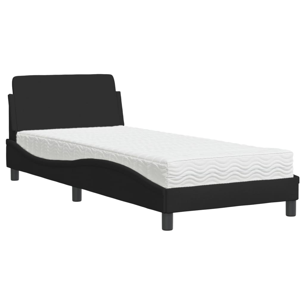 Letto con Materasso Dover Nero 90x190 cm in Tessuto