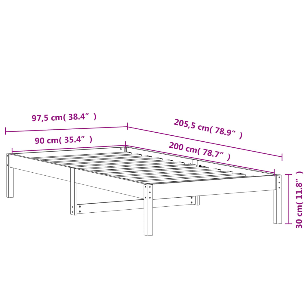 Dormeuse senza Materasso Marrone Cera 90x200 cm Legno di Pino