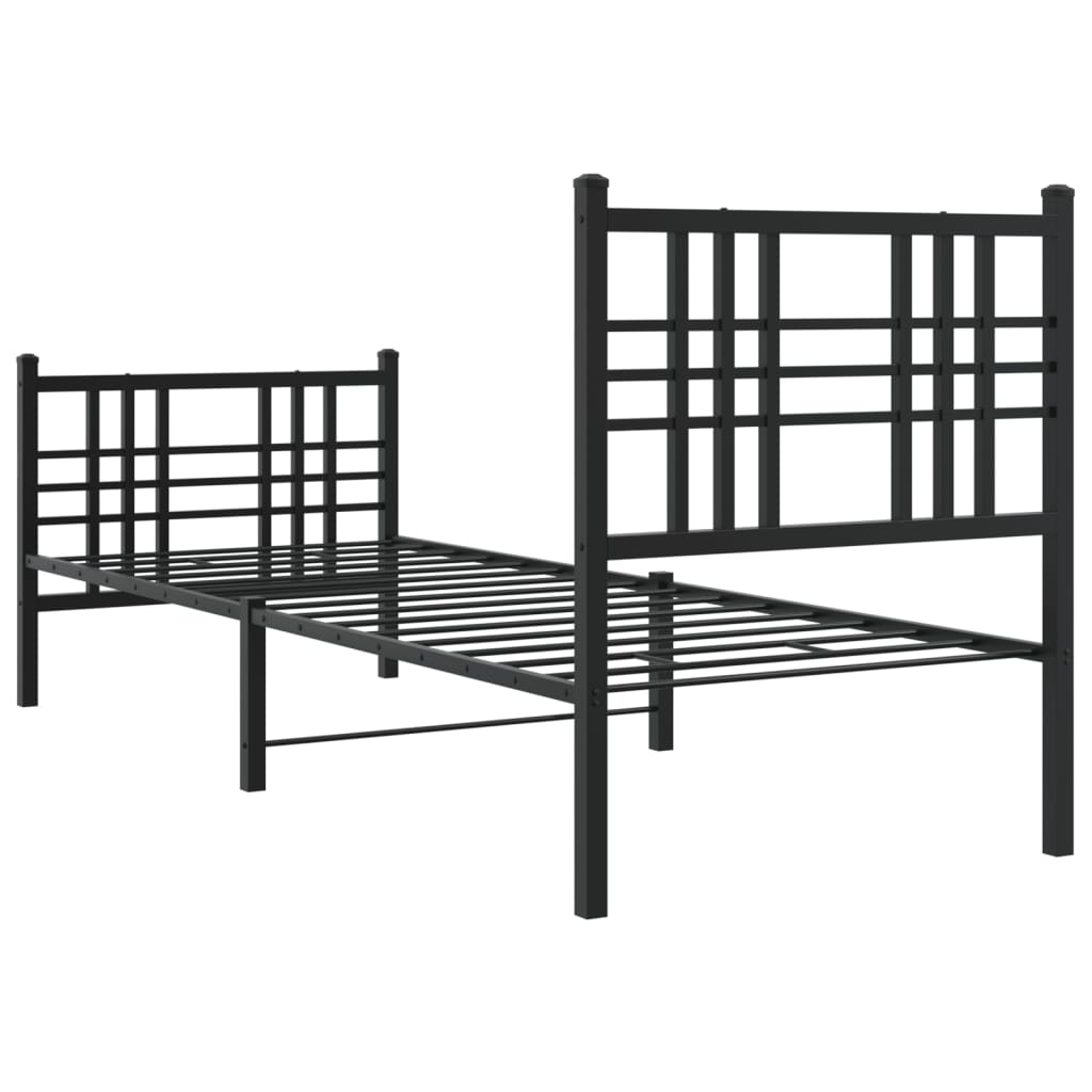 Giroletto con Testiera e Pediera Metallo Nero 80x200 cm