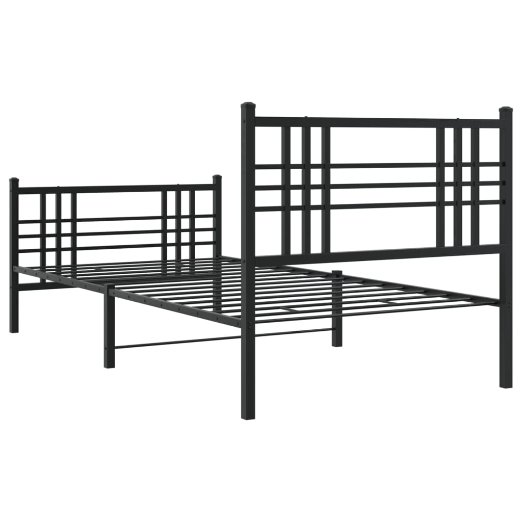 Giroletto con Testiera e Pediera Metallo Nero 90x190 cm