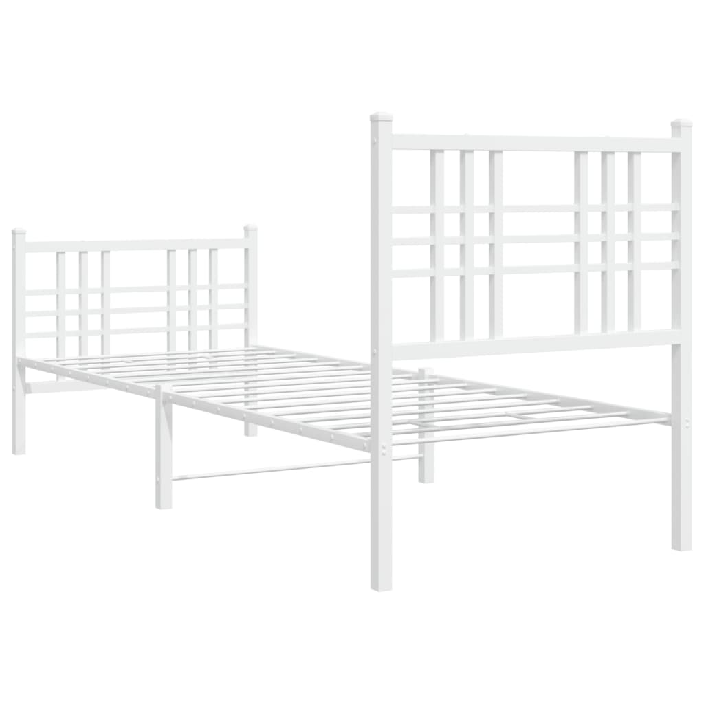 Giroletto con Testiera e Pediera Metallo Bianco 80x200 cm