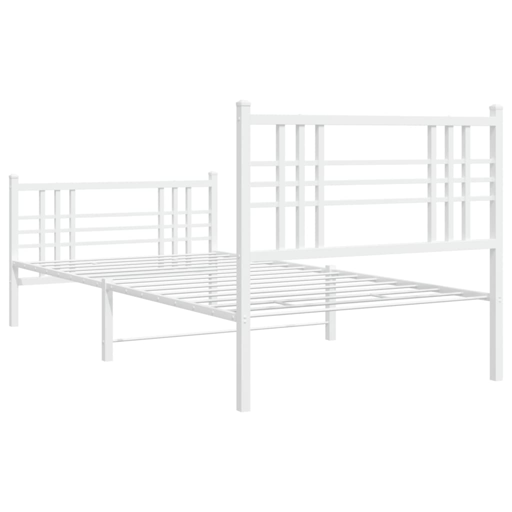 Giroletto con Testiera e Pediera Metallo Bianco 90x190 cm