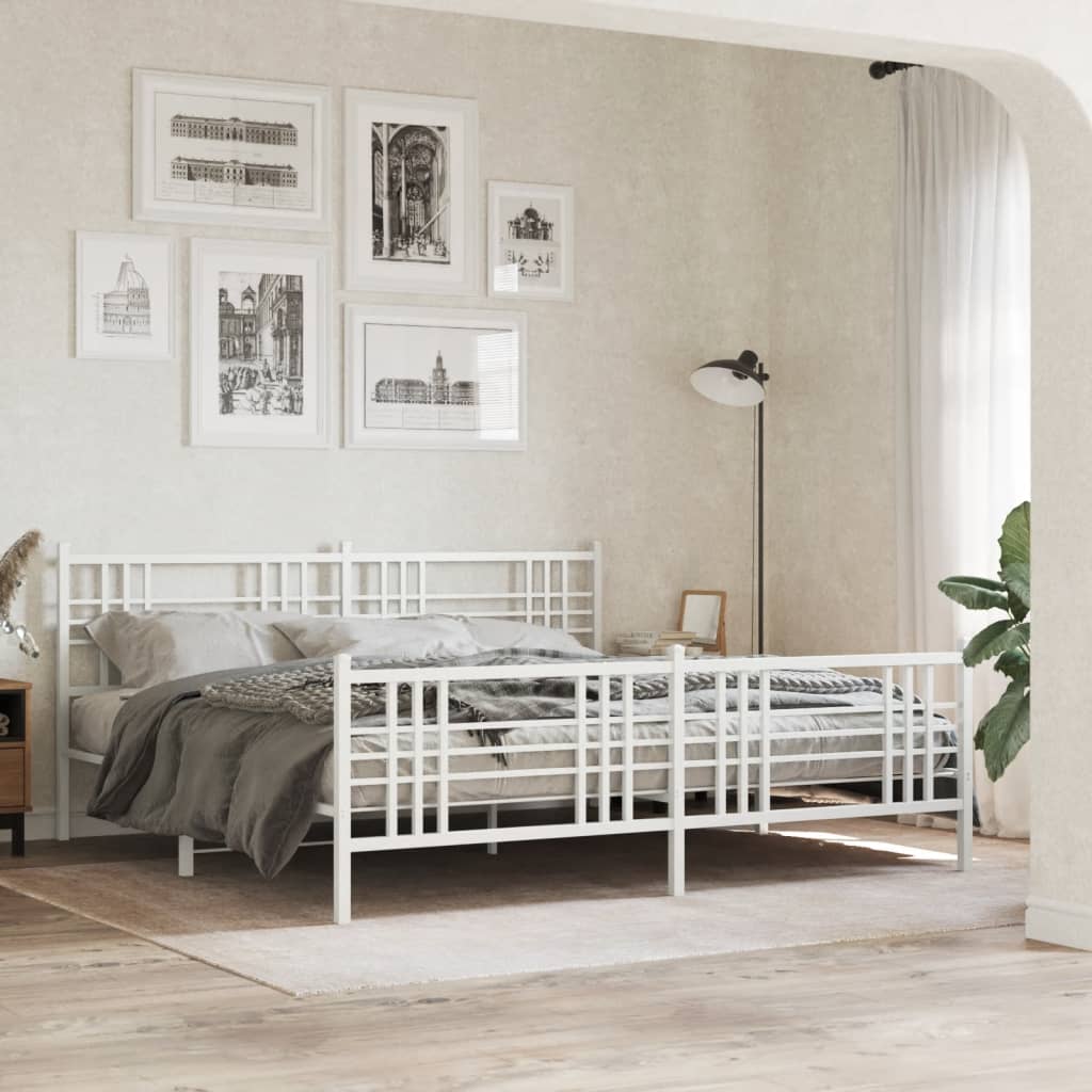 Giroletto con Testiera e Pediera Metallo Bianco 193x203 cm