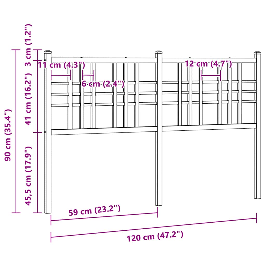 Testiera di Ricambio in Metallo Bianco 120 cm