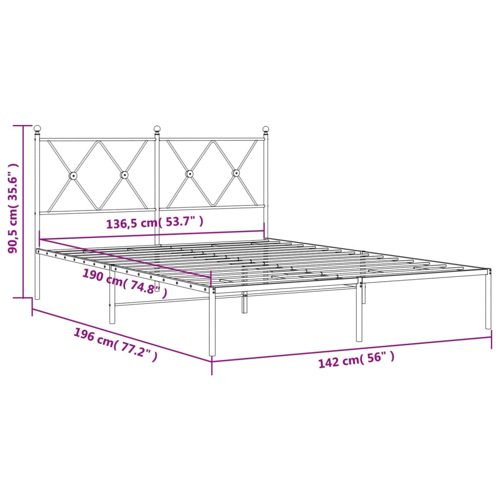 Giroletto con Testiera in Metallo Nero 135x190 cm