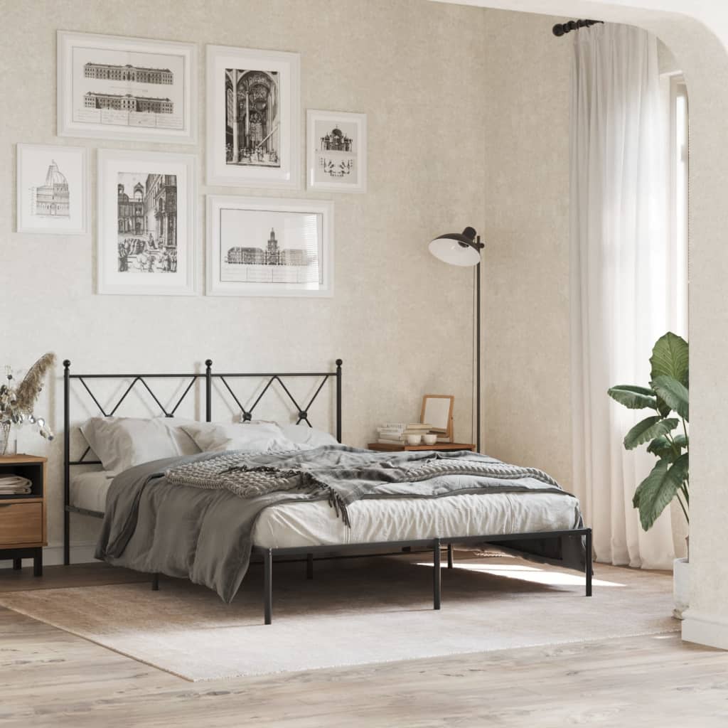 Giroletto con Testiera in Metallo Nero 135x190 cm