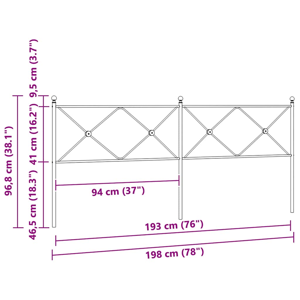 Testiera di Ricambio in Metallo Nero 193 cm