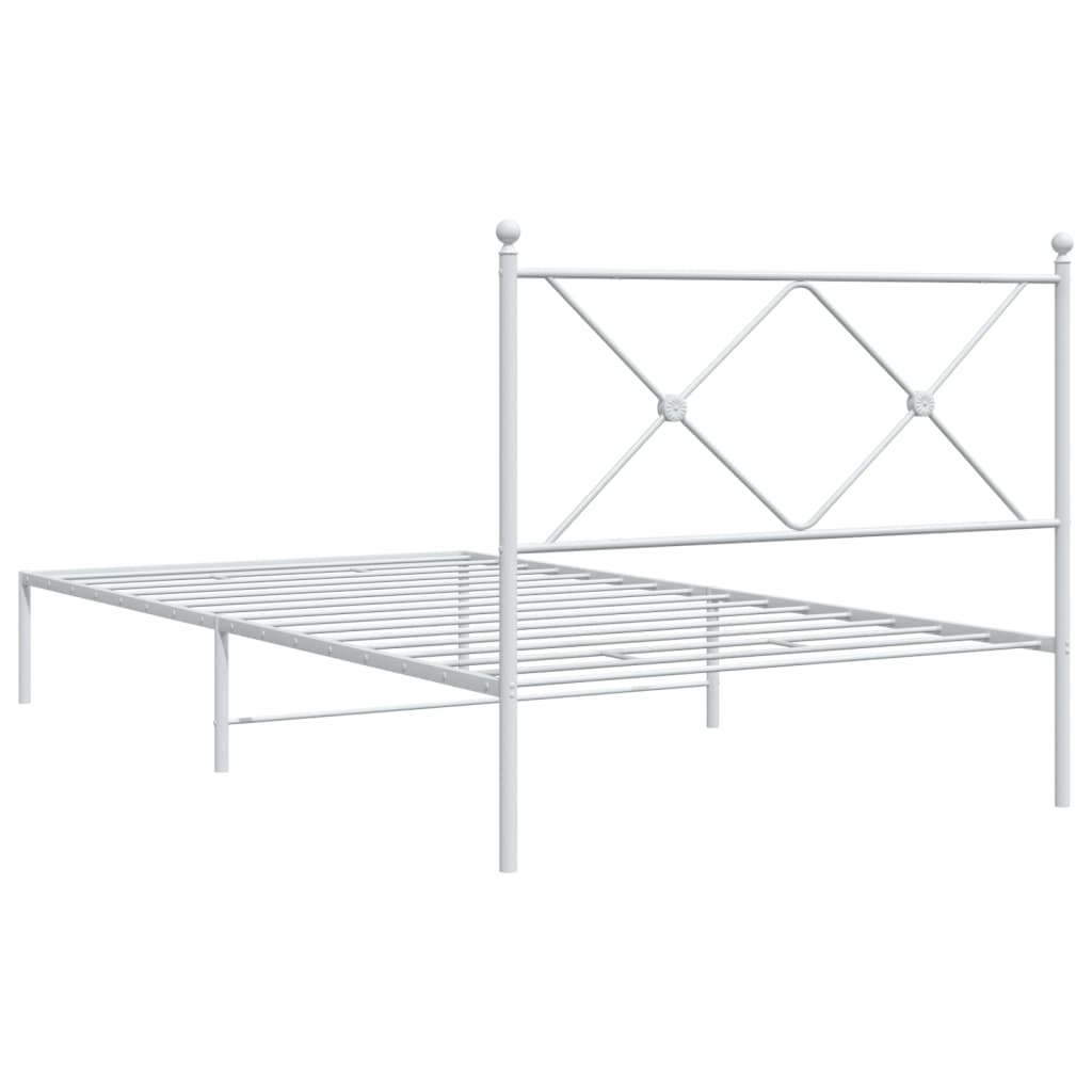 Giroletto con Testiera Metallo Bianco 100x200 cm