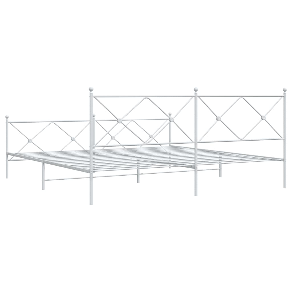 Giroletto con Testiera e Pediera Metallo Bianco 193x203 cm