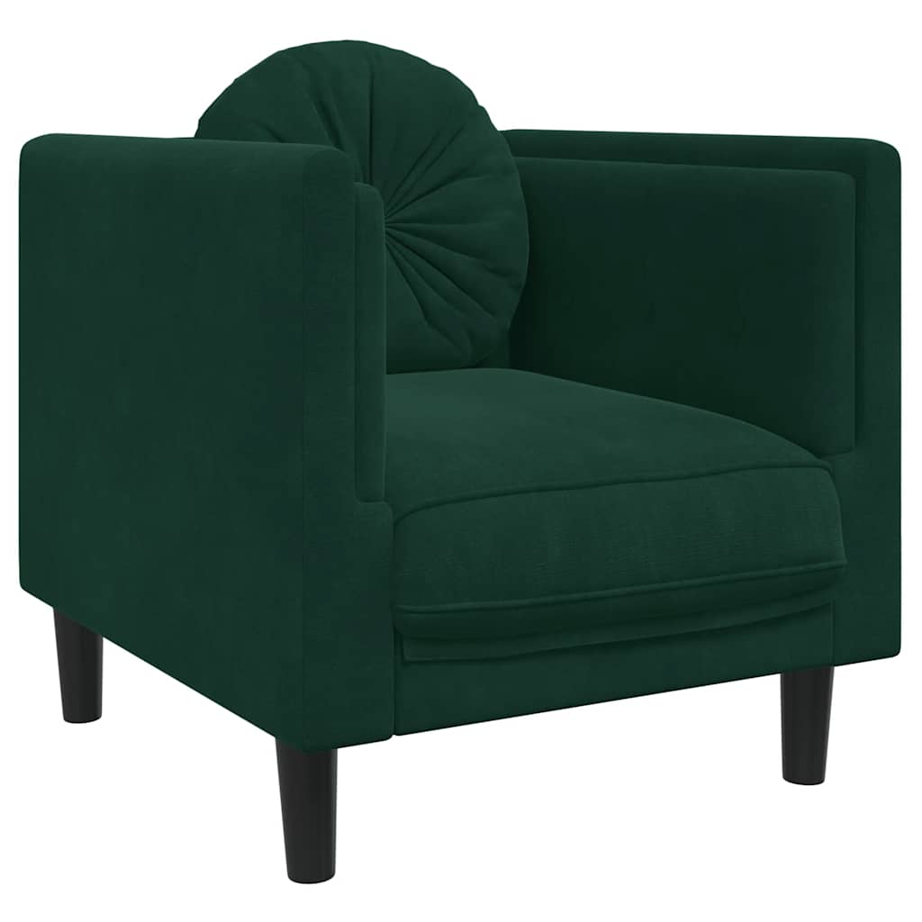 Poltrona con Cuscino Verde Scuro in Velluto