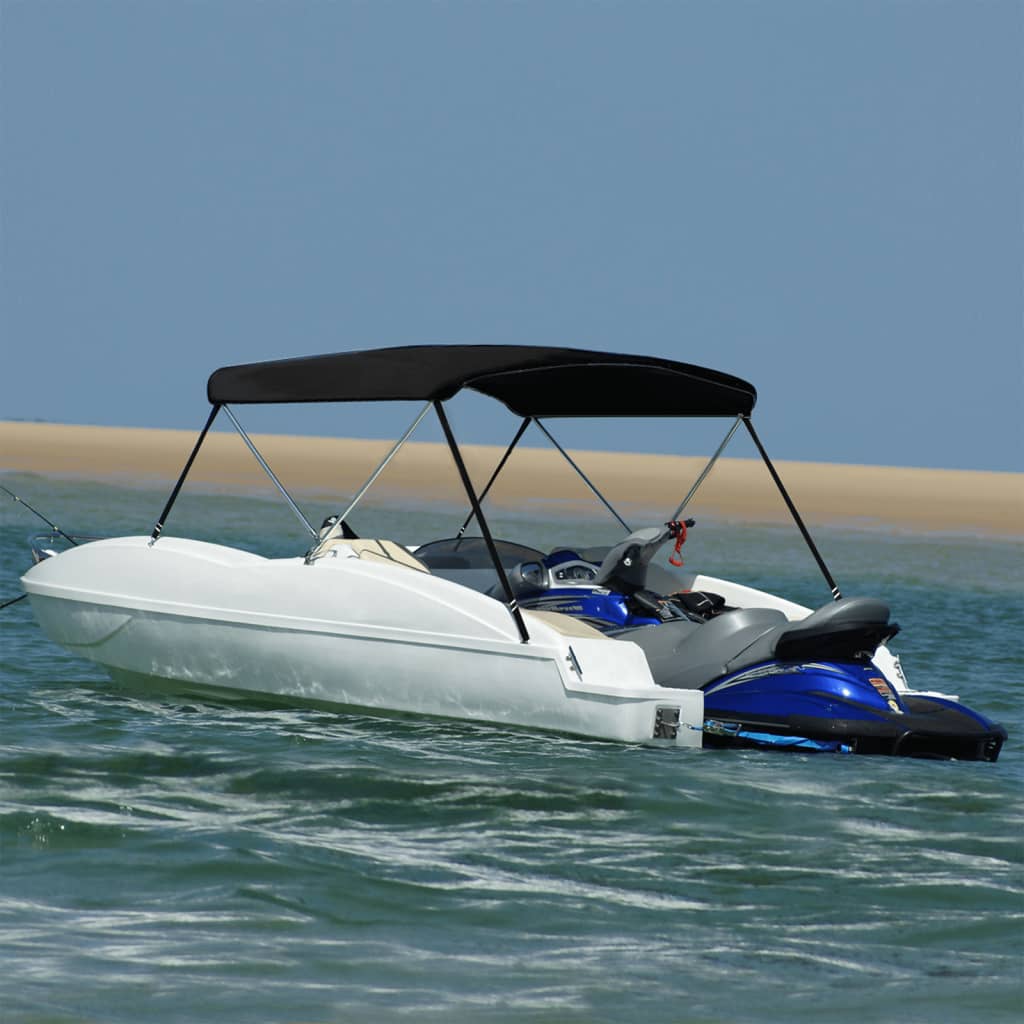 Bimini di Prua con Tendalino 2 Archi Nero 180x130x110 cm