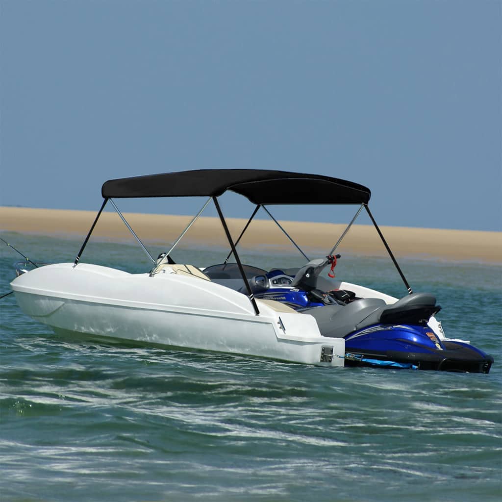 Bimini di Prua con Tendalino 2 Archi Nero 180x150x110 cm