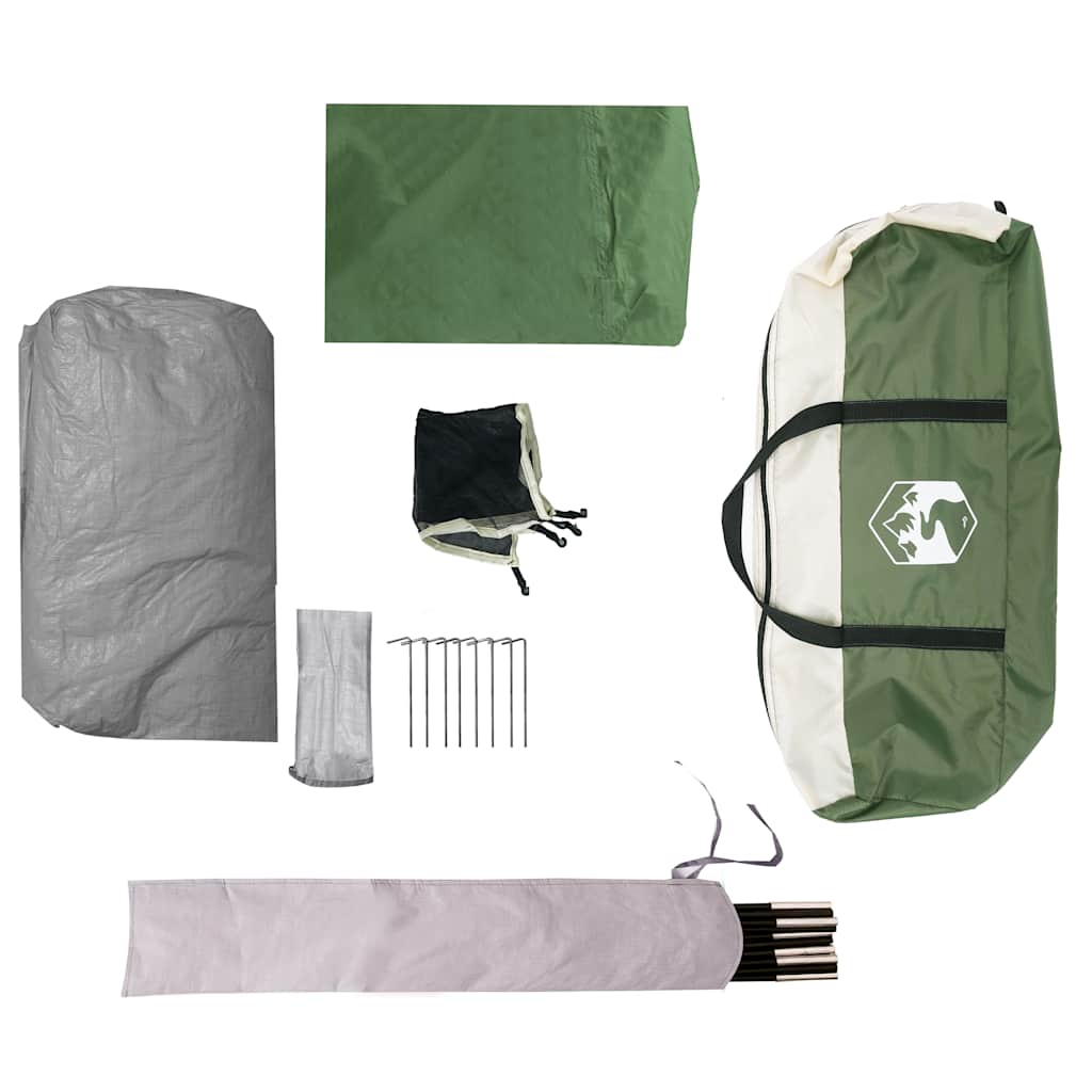 Tenda da Campeggio a Cabina per 4 Persone Verde Impermeabile