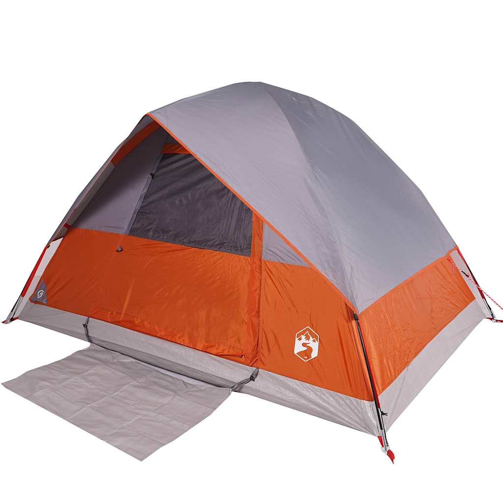 Tenda da Campeggio a Cupola 4 Persone Grigio e Arancione Impermeabile