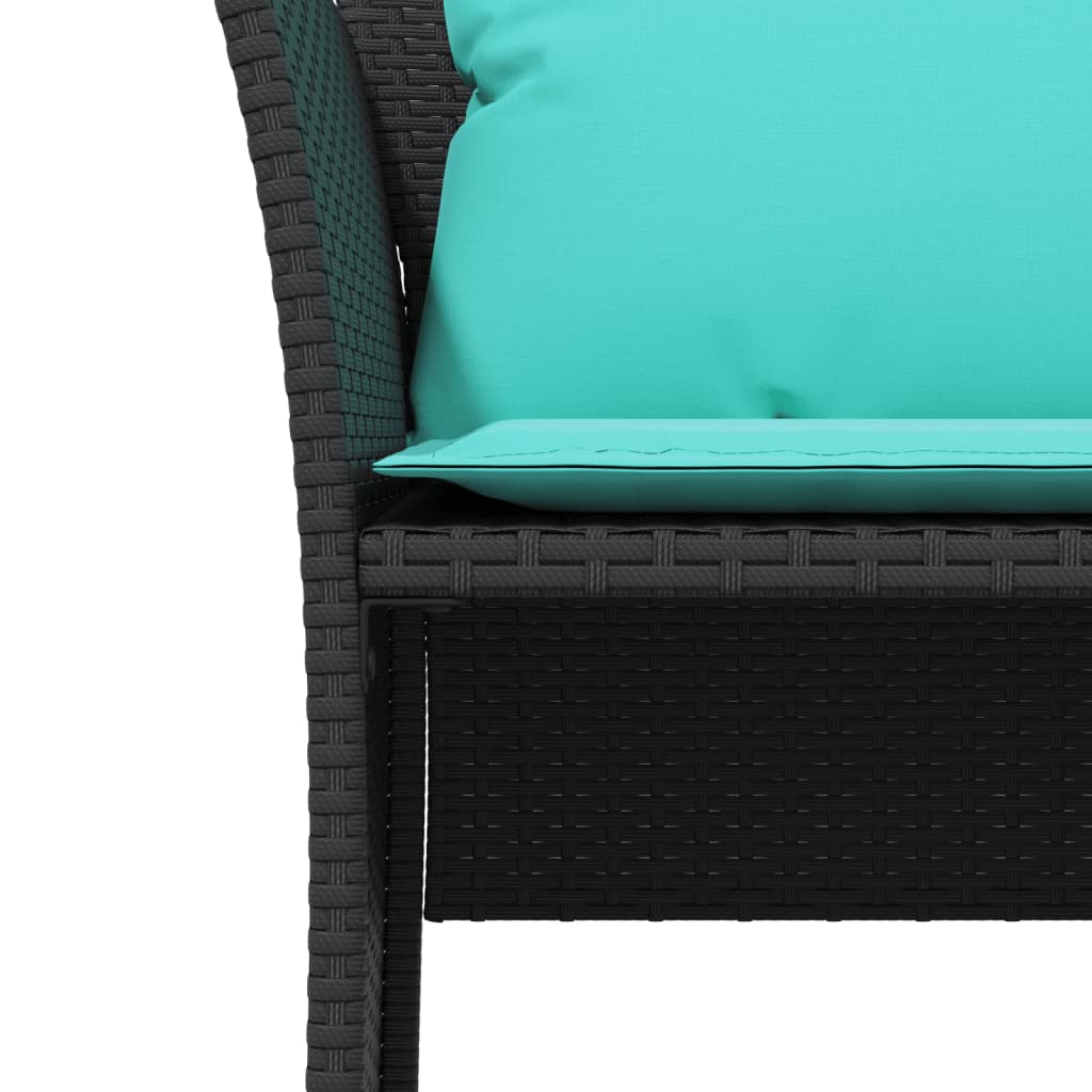 Poltrona da Giardino con Poggiapiedi in Polyrattan Nero
