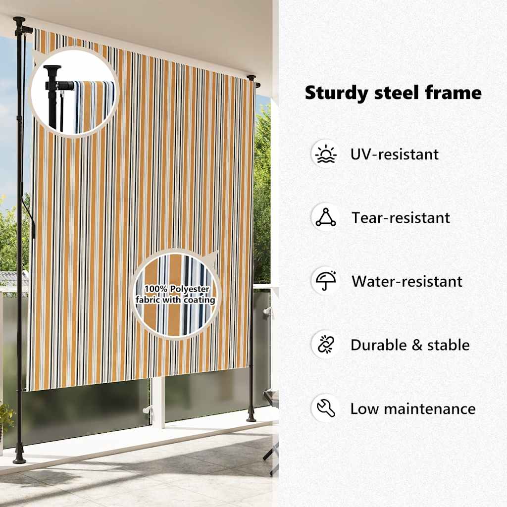 Tenda a Rullo Esterno Gialla e Bianca 200x270cm Tessuto Acciaio