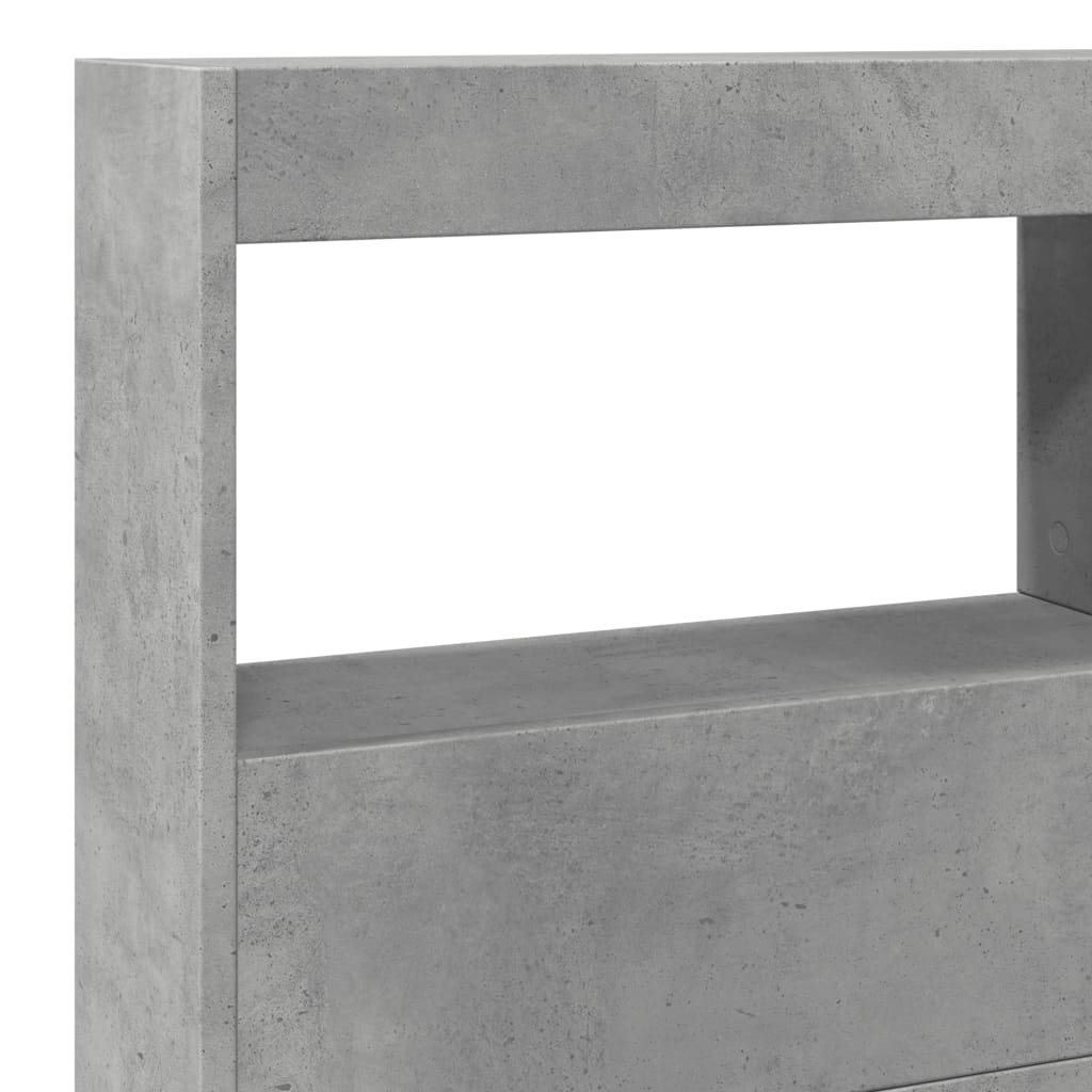 Testiera con Contenitore a LED Grigio Cemento 140x17x102 cm