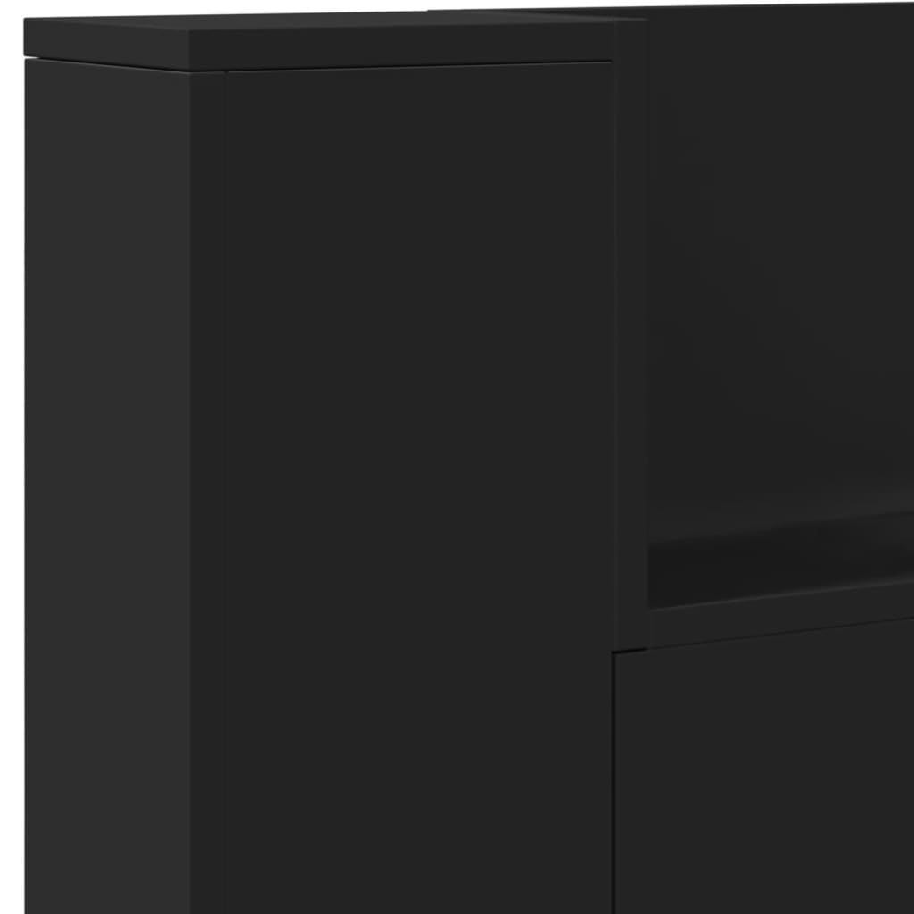 Testiera con Contenitore a LED Nera 220x16,5x103,5 cm