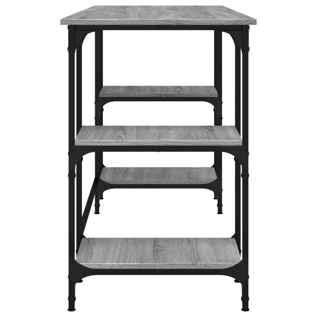 Scrivania Grigio Sonoma 140x50x75cm Metallo e Legno Multistrato