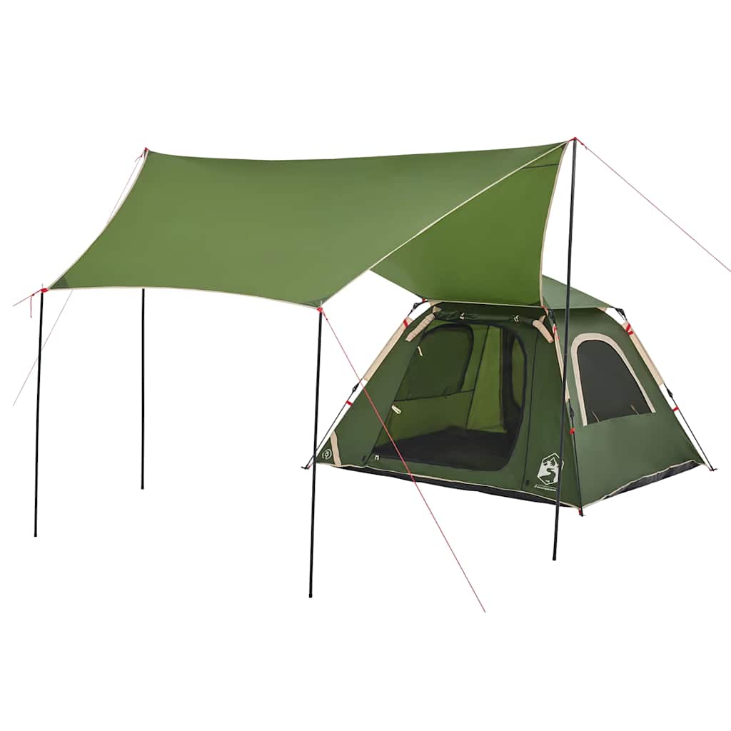 Tenda a Cupola da Campeggio 4 Persone Verde a Rilascio Rapido