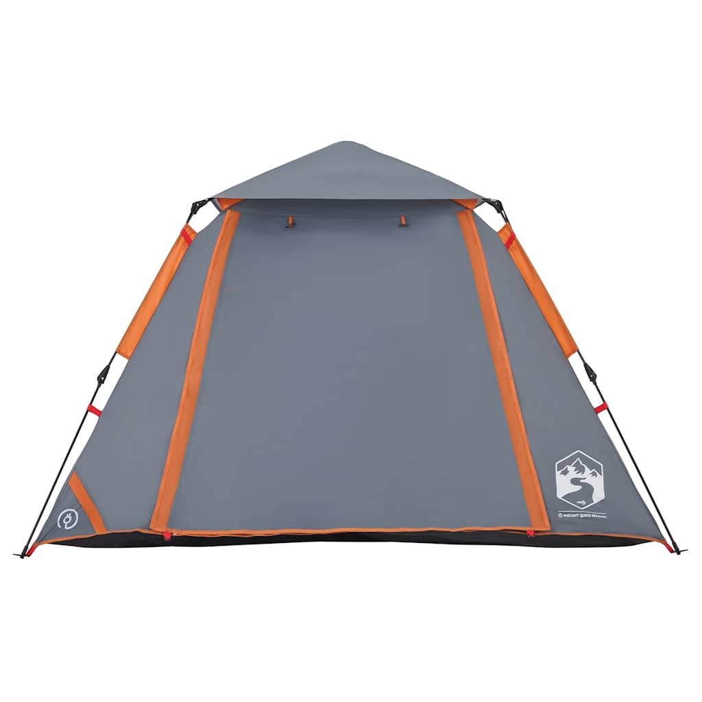 Tenda a Cupola 4 Persone Grigio e Arancione a Rilascio Rapido
