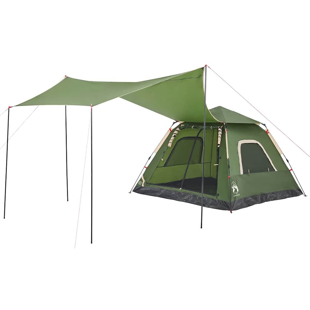Tenda a Cupola da Campeggio 5 Persone Verde a Rilascio Rapido
