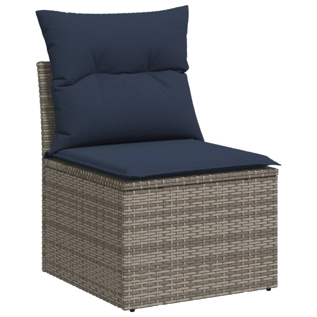 Set Divani da Giardino 6 pz con Cuscini Grigio in Polyrattan