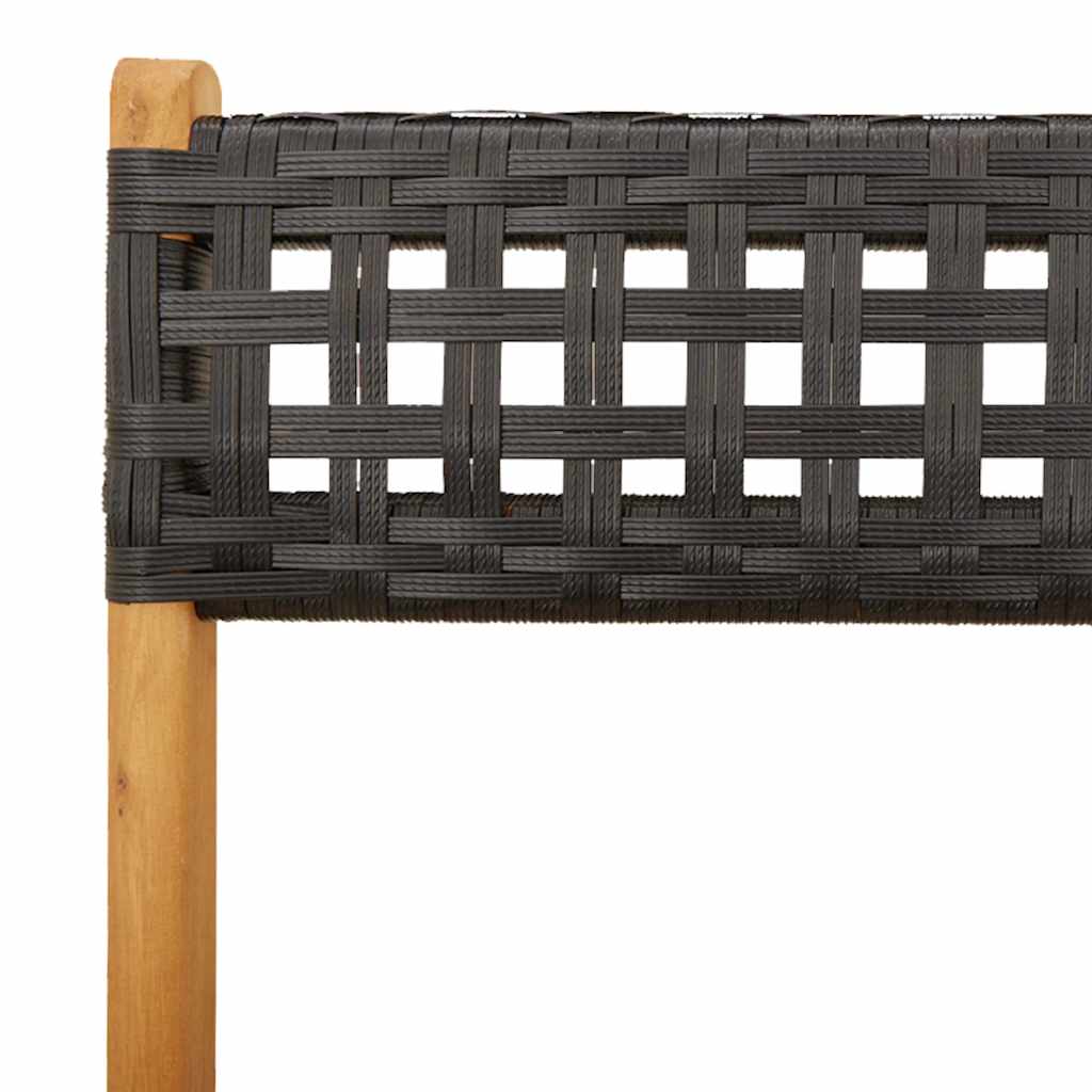 Sedie pieghevoli, 8 pezzi, in polyrattan nero e legno massello