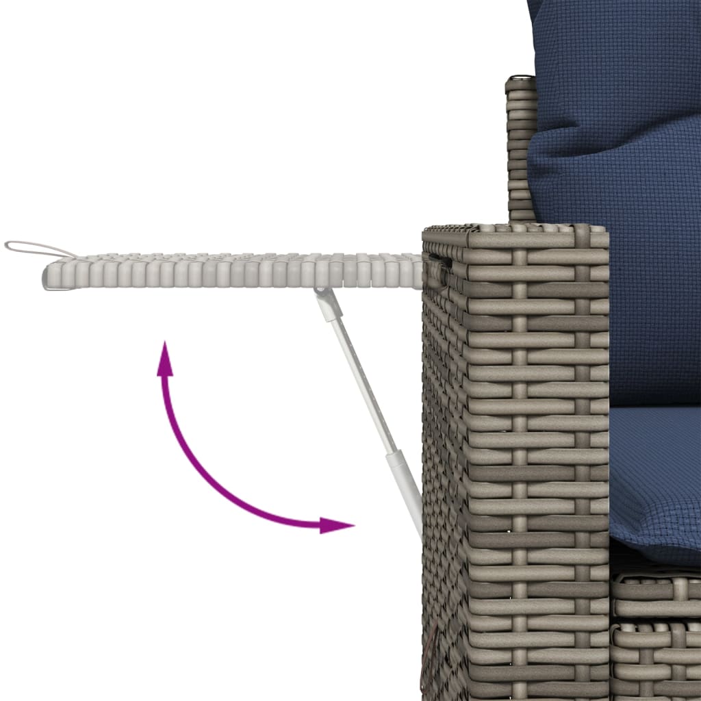 Set Divani da Giardino 5 pz con Cuscini Grigio in Polyrattan