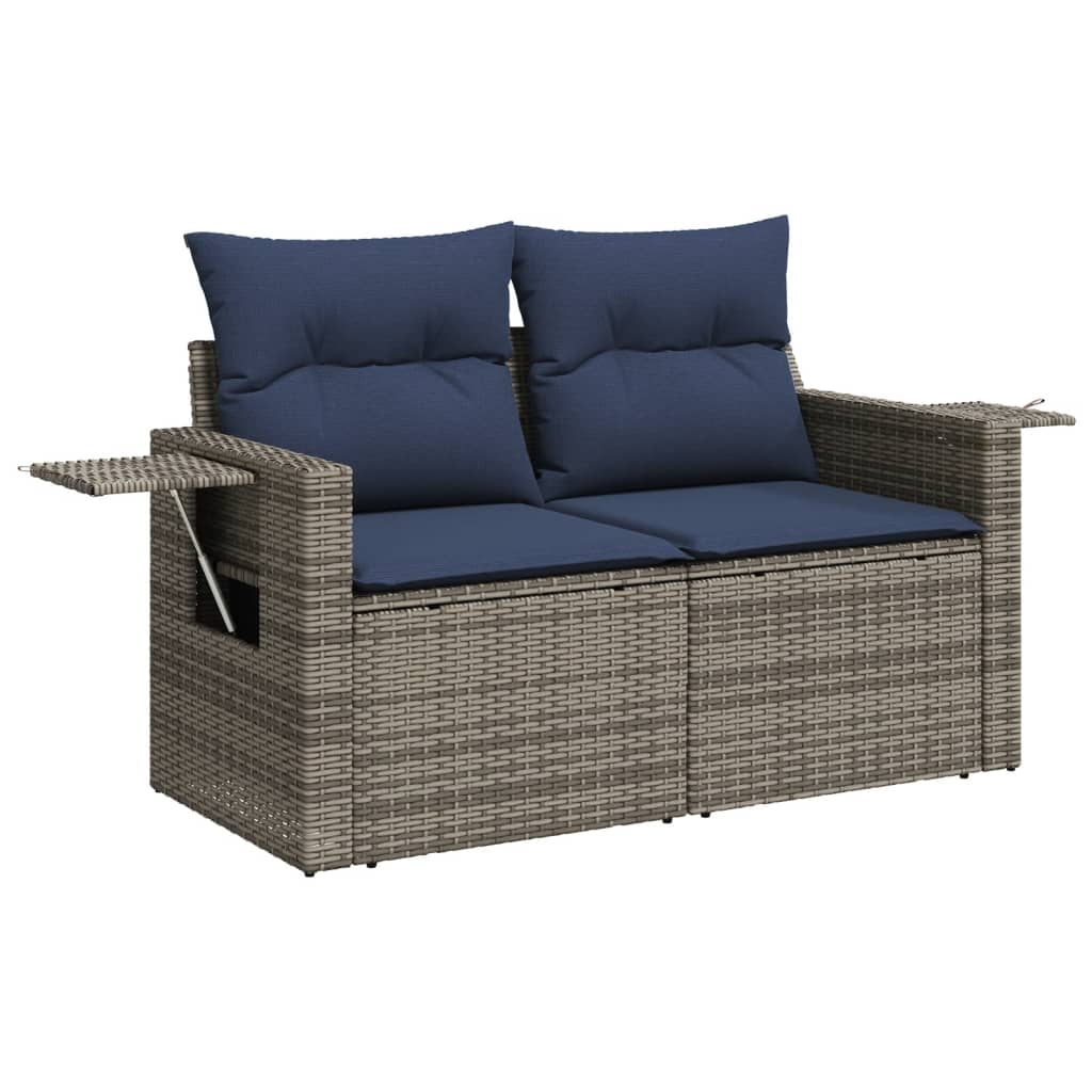 Set Divani da Giardino 5 pz con Cuscini Grigio in Polyrattan