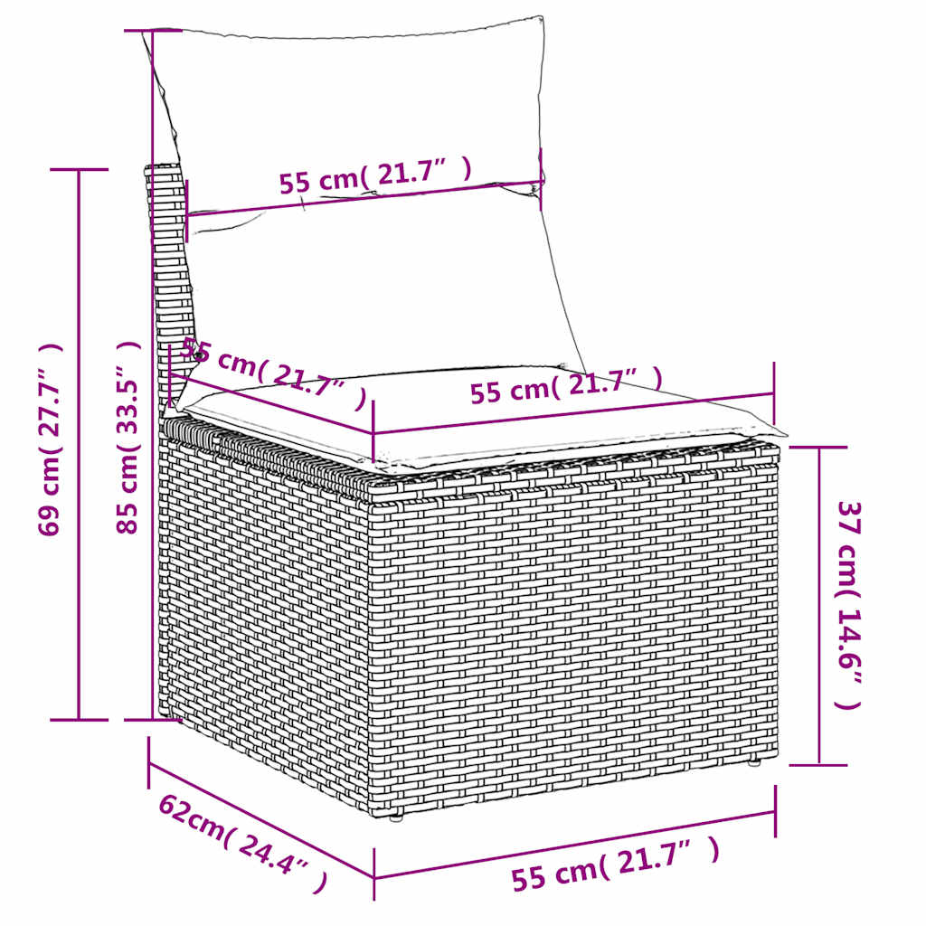 Set Divani da Giardino 4 pz con Cuscini Grigio in Polyrattan