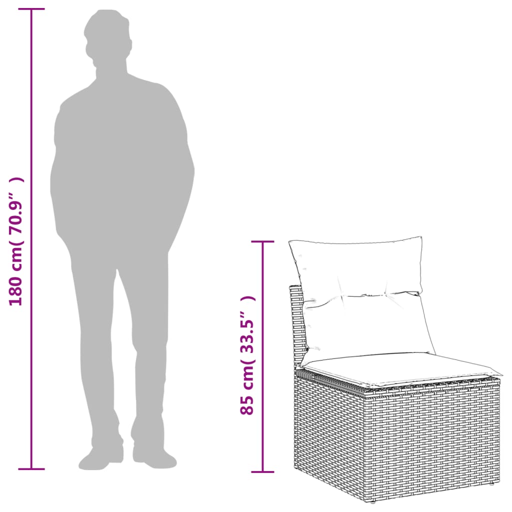 Set Divani da Giardino 4 pz con Cuscini Grigio in Polyrattan