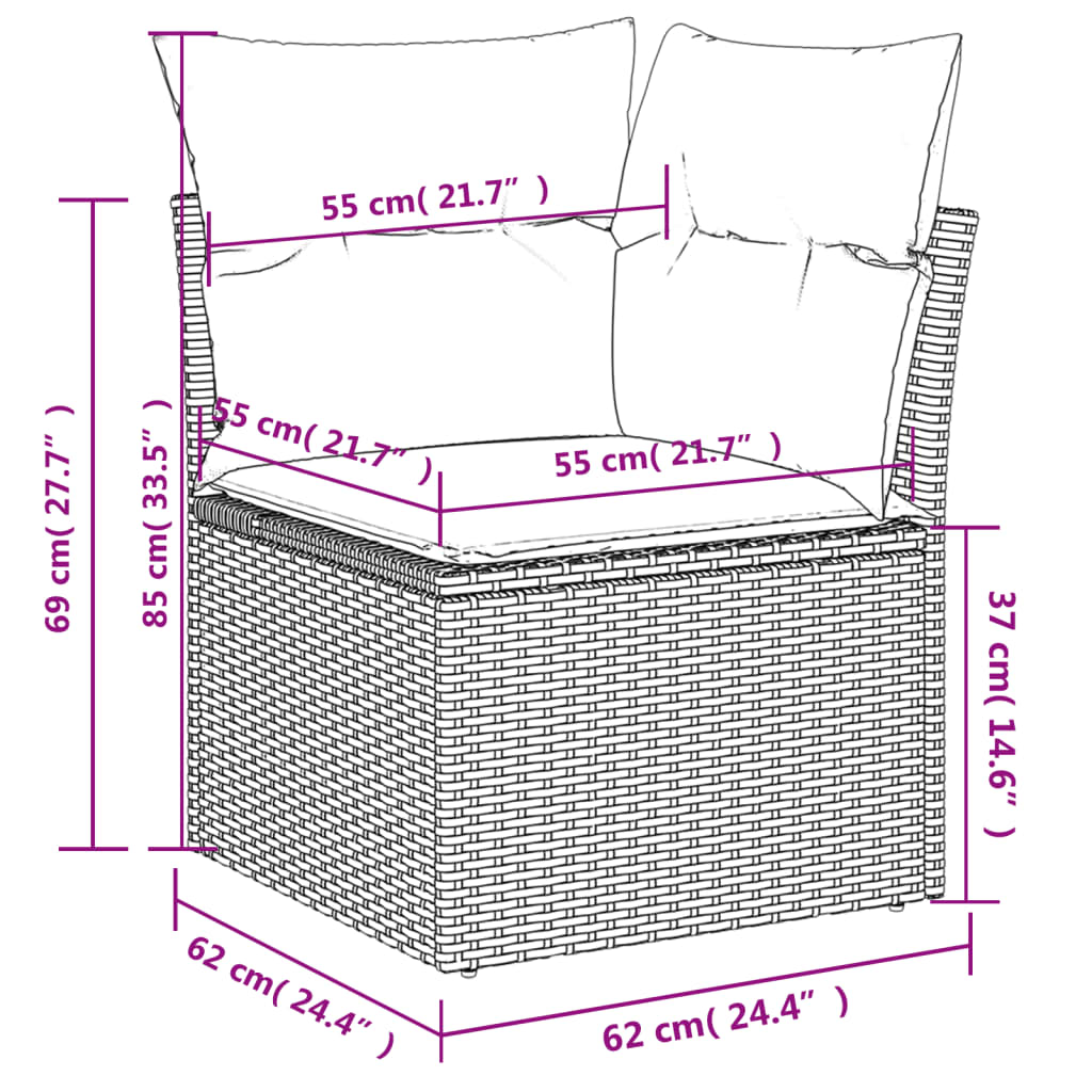 Set Divani da Giardino 4 pz con Cuscini Grigio in Polyrattan