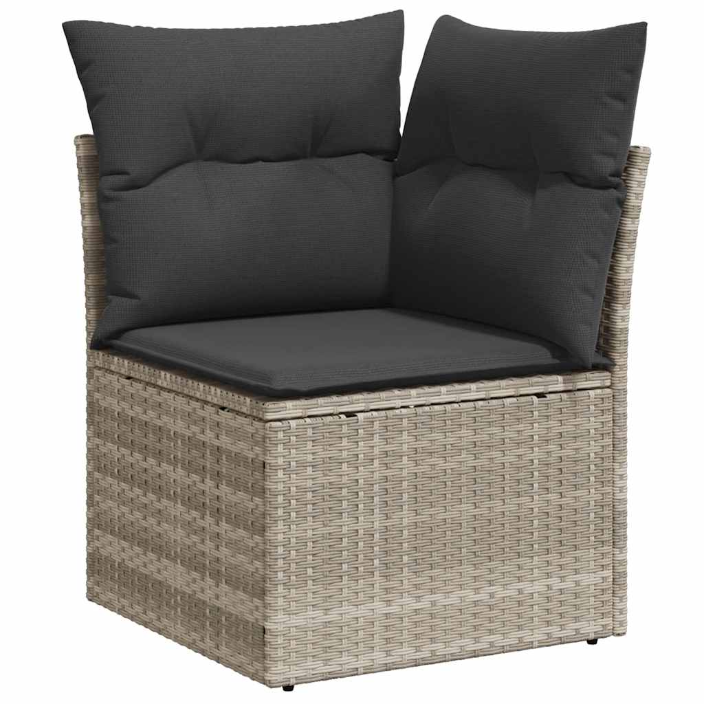 Set Divano da Giardino 4pz con Cuscini Grigio Chiaro Polyrattan