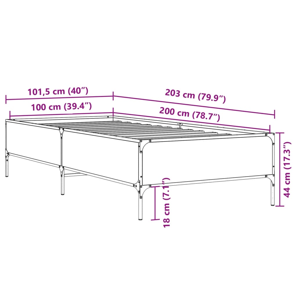 Giroletto Nero 100x200 cm in Legno Multistrato e Metallo
