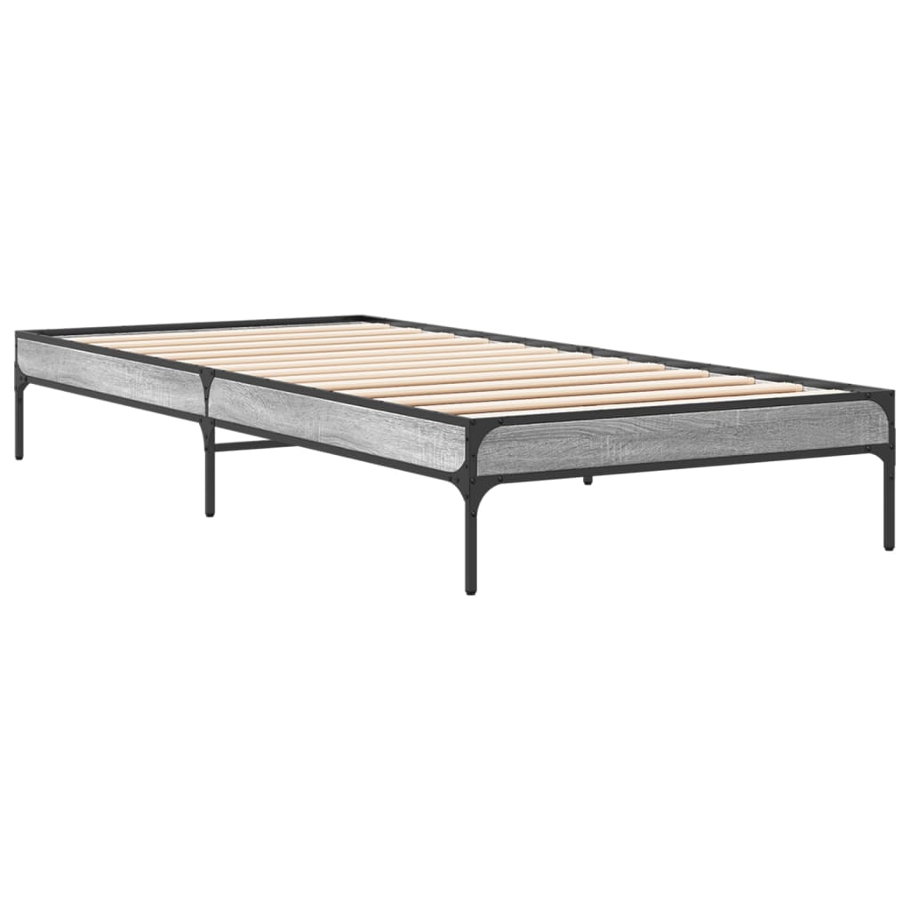 Giroletto Grigio Sonoma 90x200 cm Legno Multistrato e Metallo