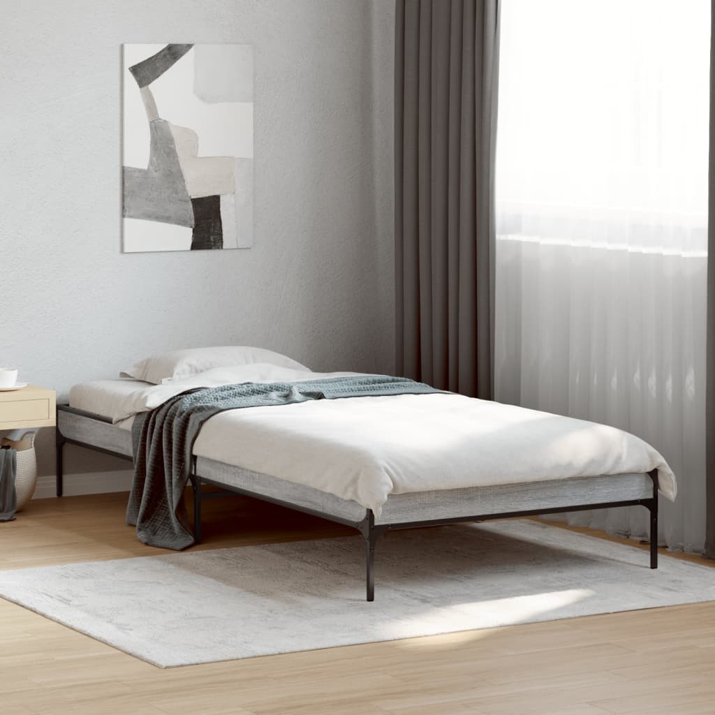 Giroletto Grigio Sonoma 90x200 cm Legno Multistrato e Metallo