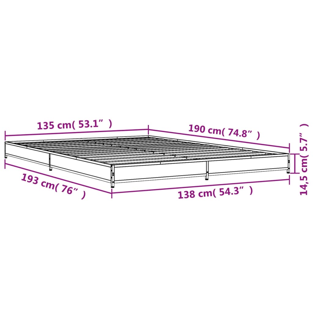 Giroletto Nero 135x190 cm in Legno Multistrato e Metallo