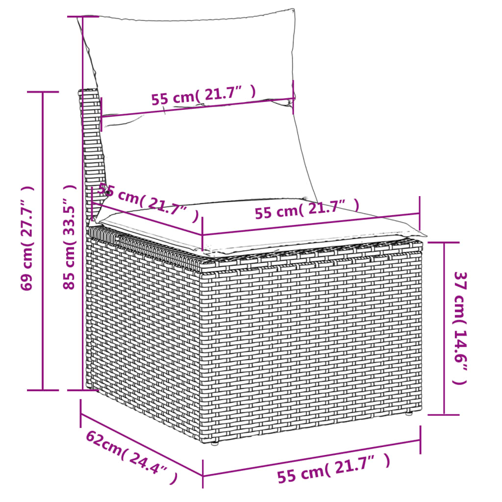 Set Divani da Giardino 5 pz con Cuscini Grigio in Polyrattan