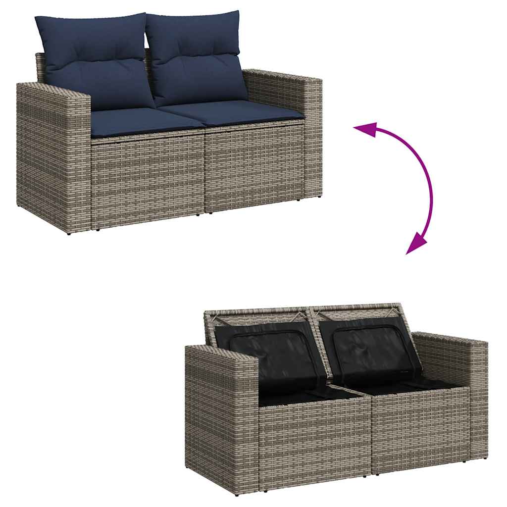 Set Divani da Giardino 6 pz con Cuscini Grigio in Polyrattan