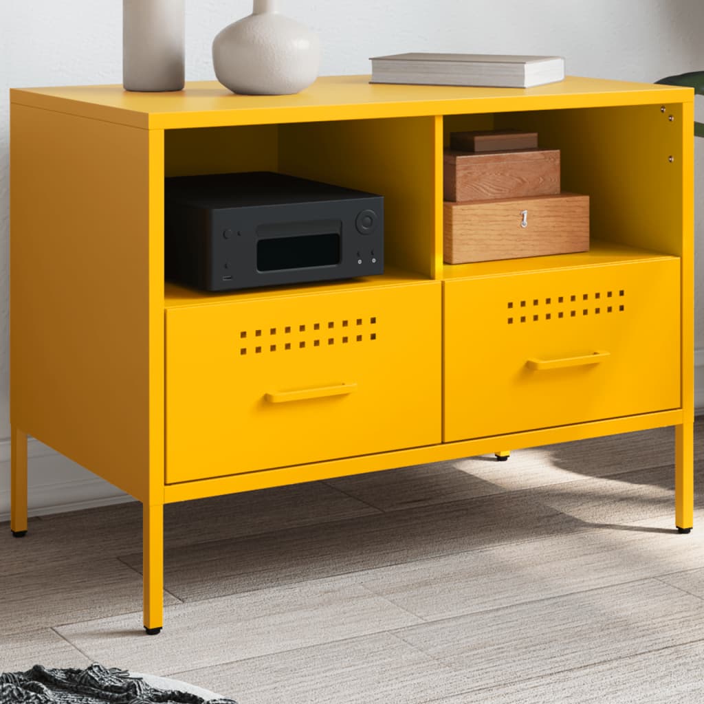 Mobile TV Giallo Senape 68x39x50,5 cm in Acciaio