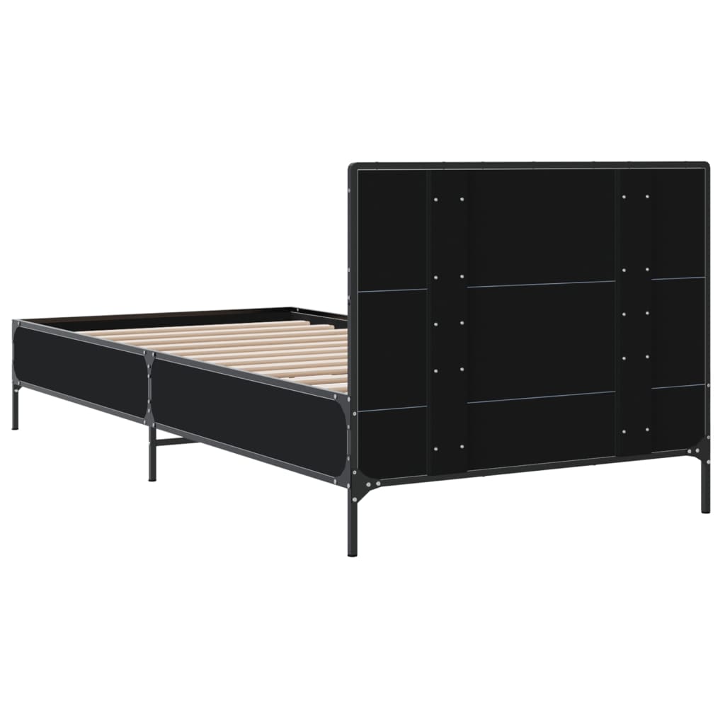 Giroletto Nero 90x190 cm in Legno Multistrato e Metallo