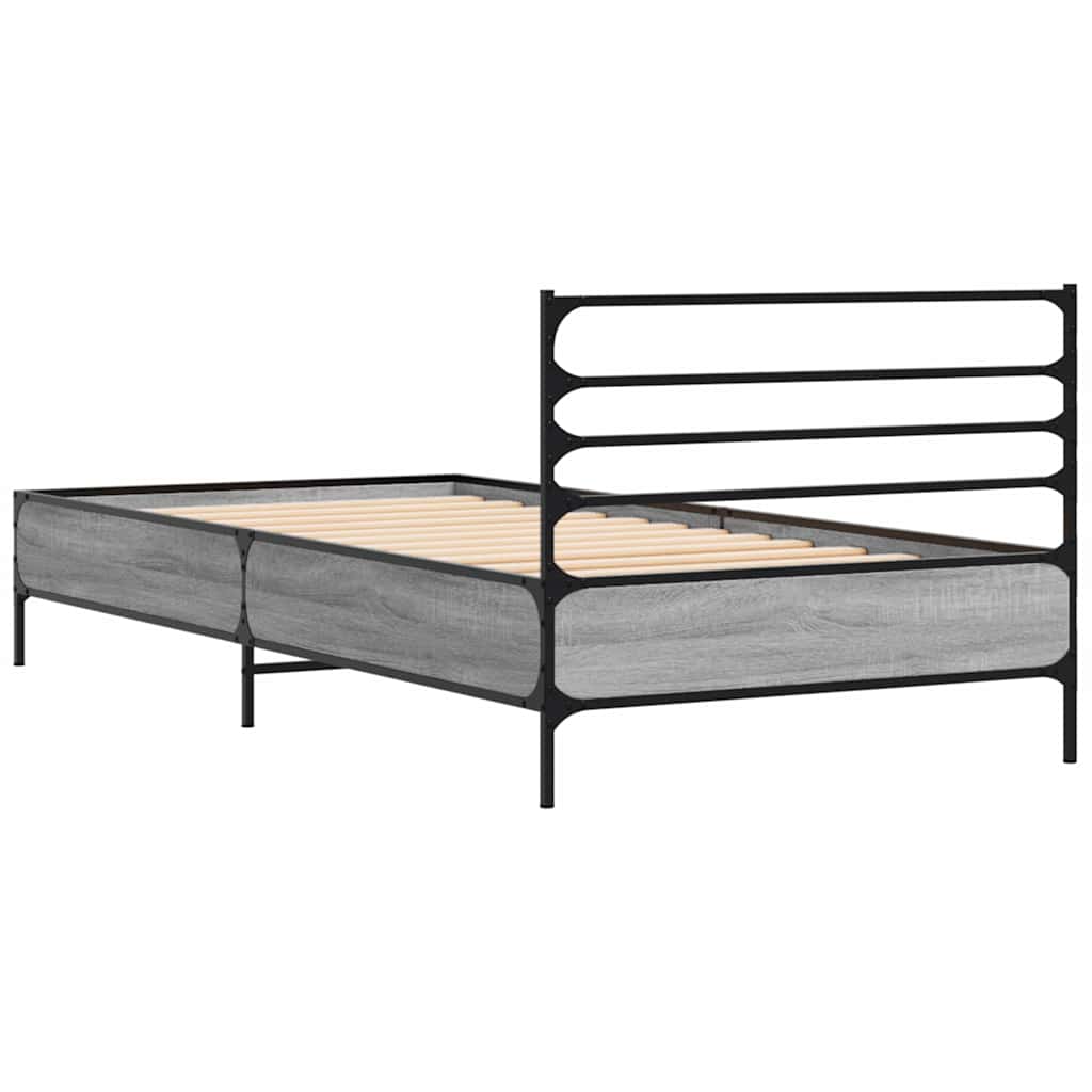 Giroletto Grigio Sonoma 100x200 cm Legno Multistrato e Metallo