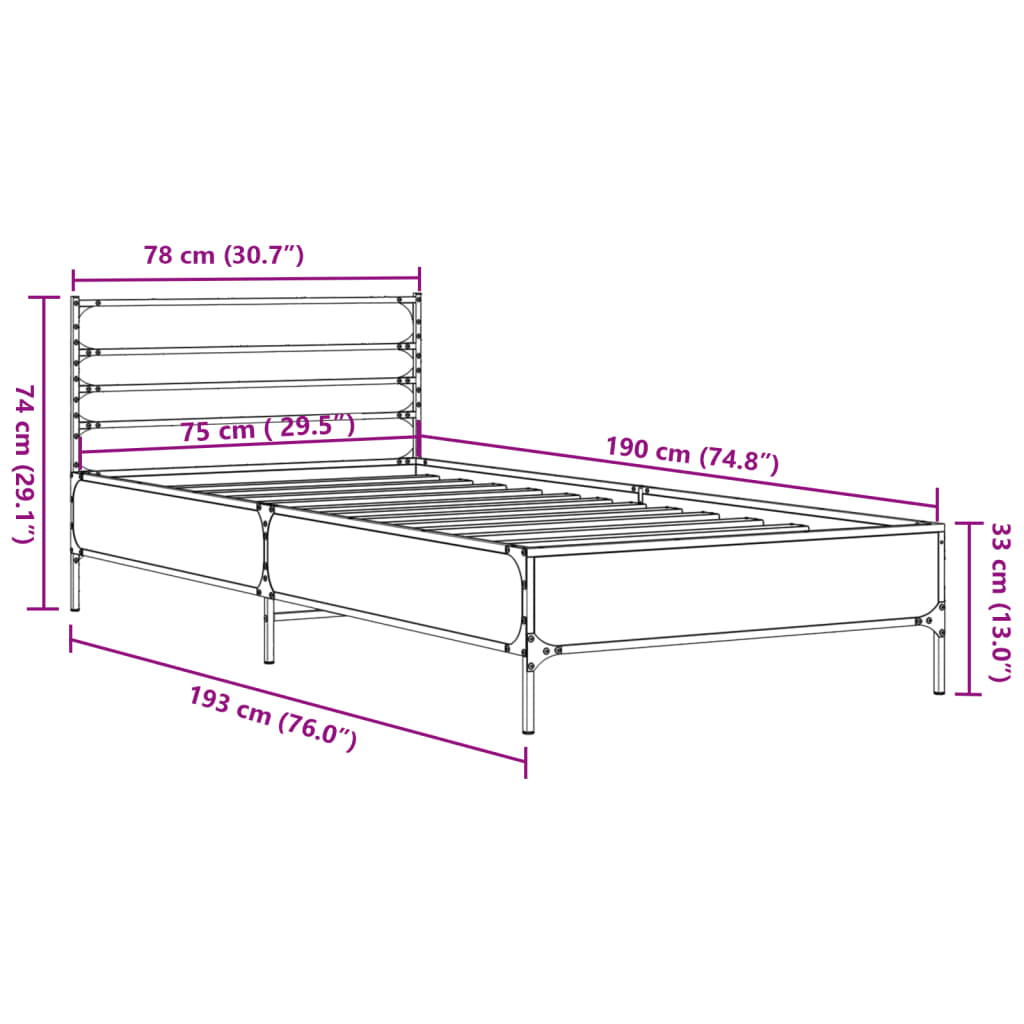 Giroletto Nero 75x190 cm in Legno Multistrato e Metallo