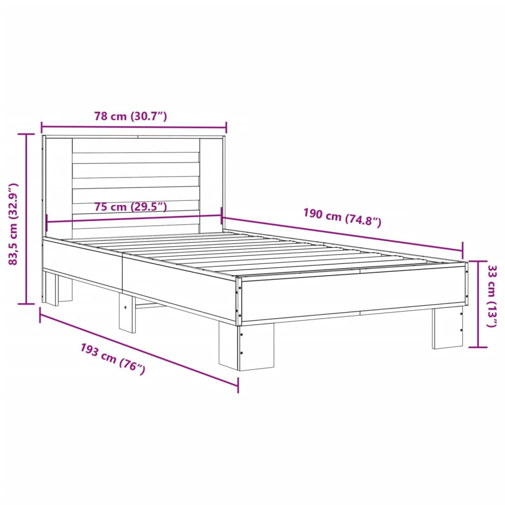 Giroletto Nero 75x190 cm in Legno Multistrato e Metallo