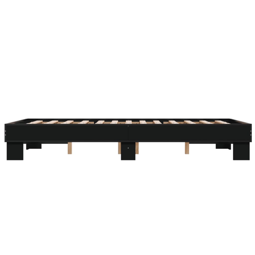 Giroletto Nero 140x200 cm in Legno Multistrato e Metallo