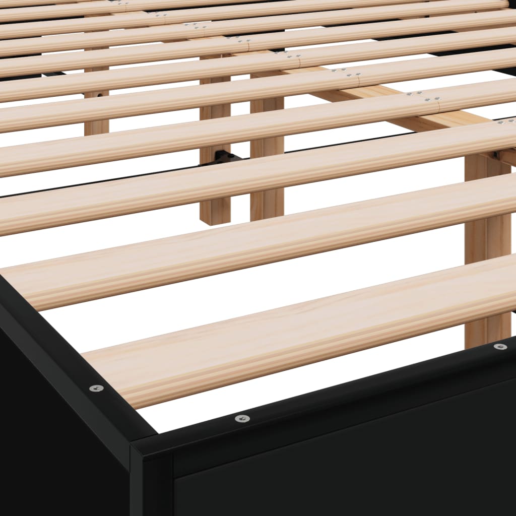 Giroletto Nero 140x200 cm in Legno Multistrato e Metallo